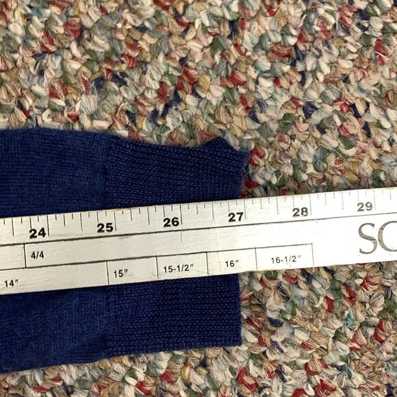 J. Crew Bright Navy Blue 100% Merino Wool V-Neck Long Sleeve Sweater Size L - Picture 9 of 11